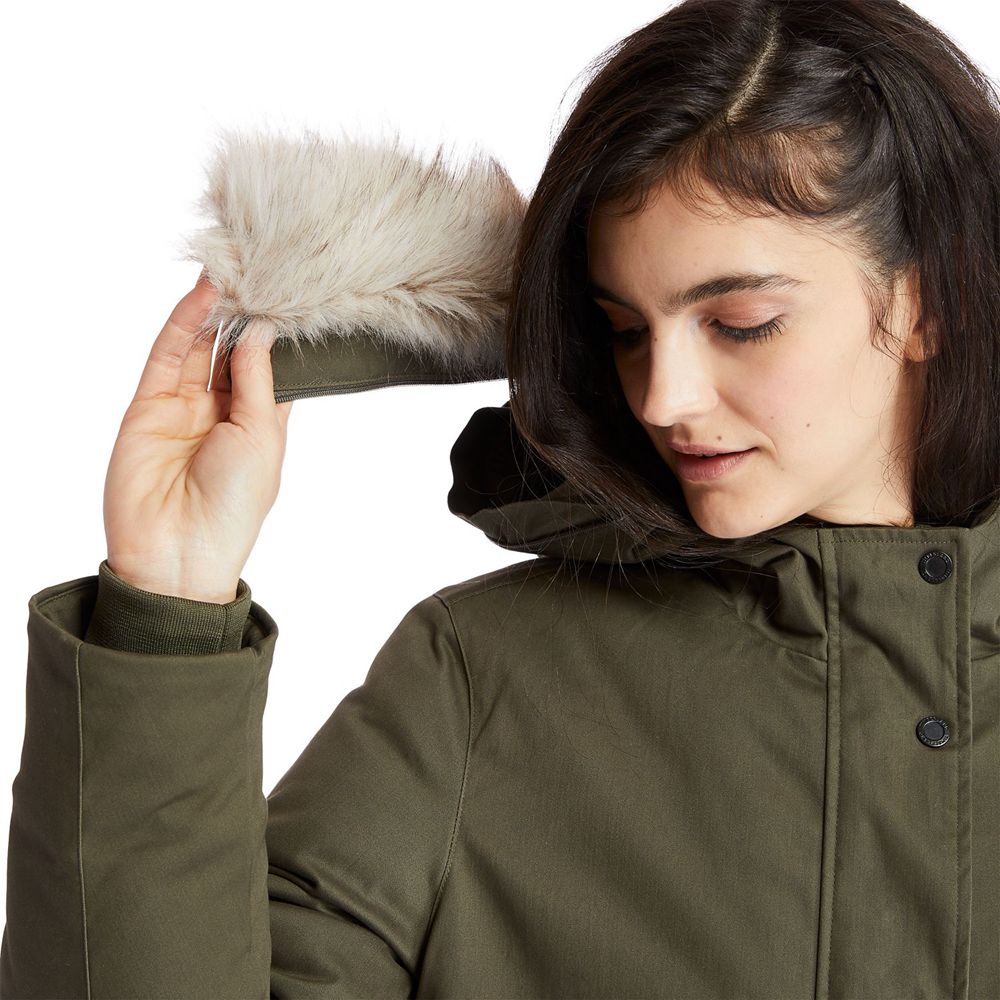 Timberland Womens Parka Mt Kelsey Fleece-Lined Parka - Olive - India QP9163280